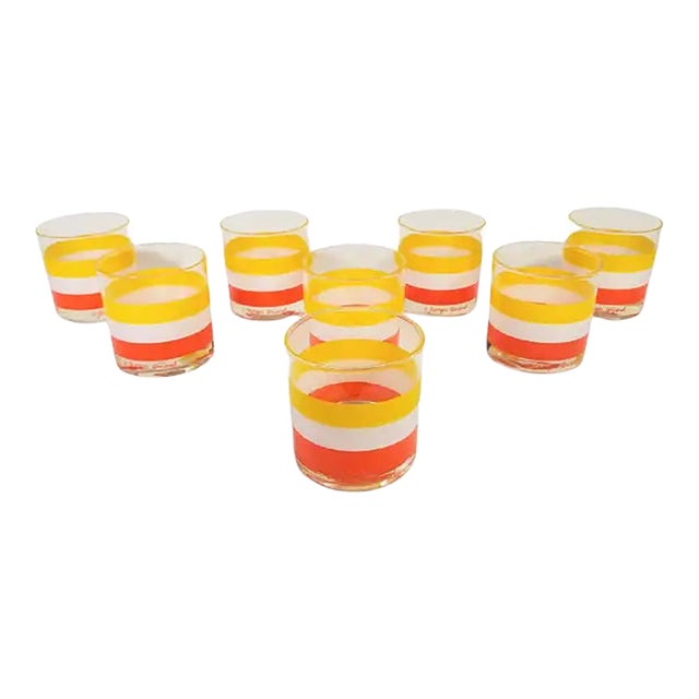 Mid 20th Century Georges Briard Glassware Barware Signed Set of 8 For Sale