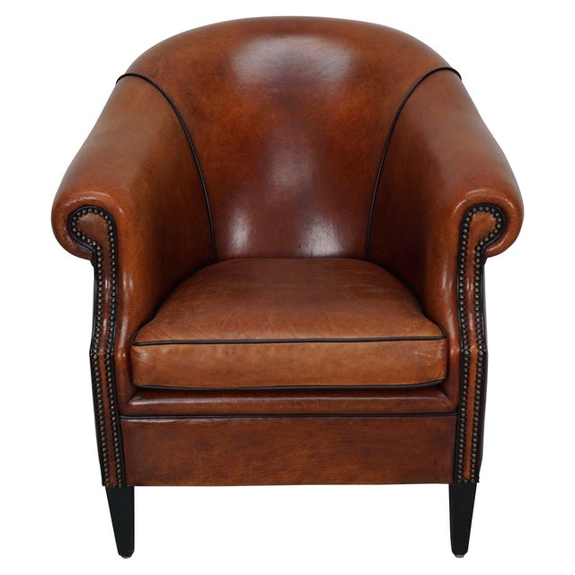 Vintage Dutch Cognac Colored Leather Club Chair For Sale - Image 18 of 18