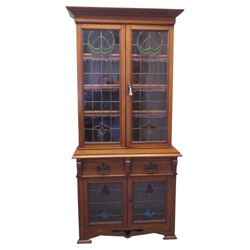Arts and Crafts Golden Oak Bookcase, 1880 For Sale - Image 9 of 9