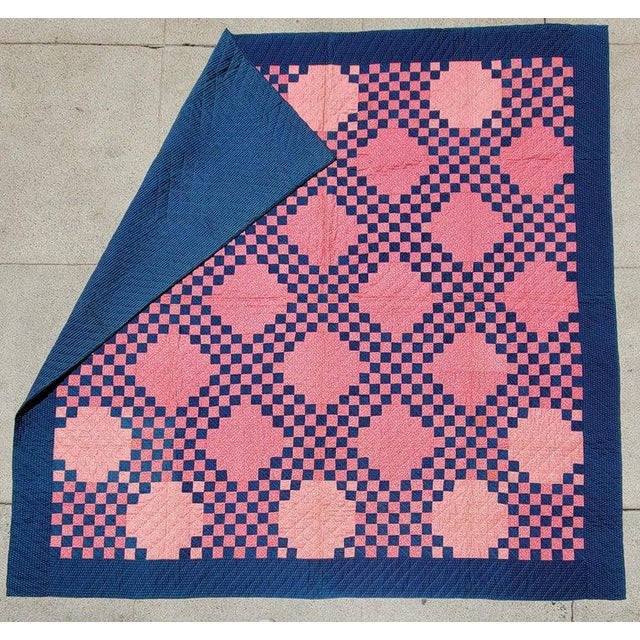 This fine triple Irish chain quilt is 19thc and was found in Ohio. The condition is very good.