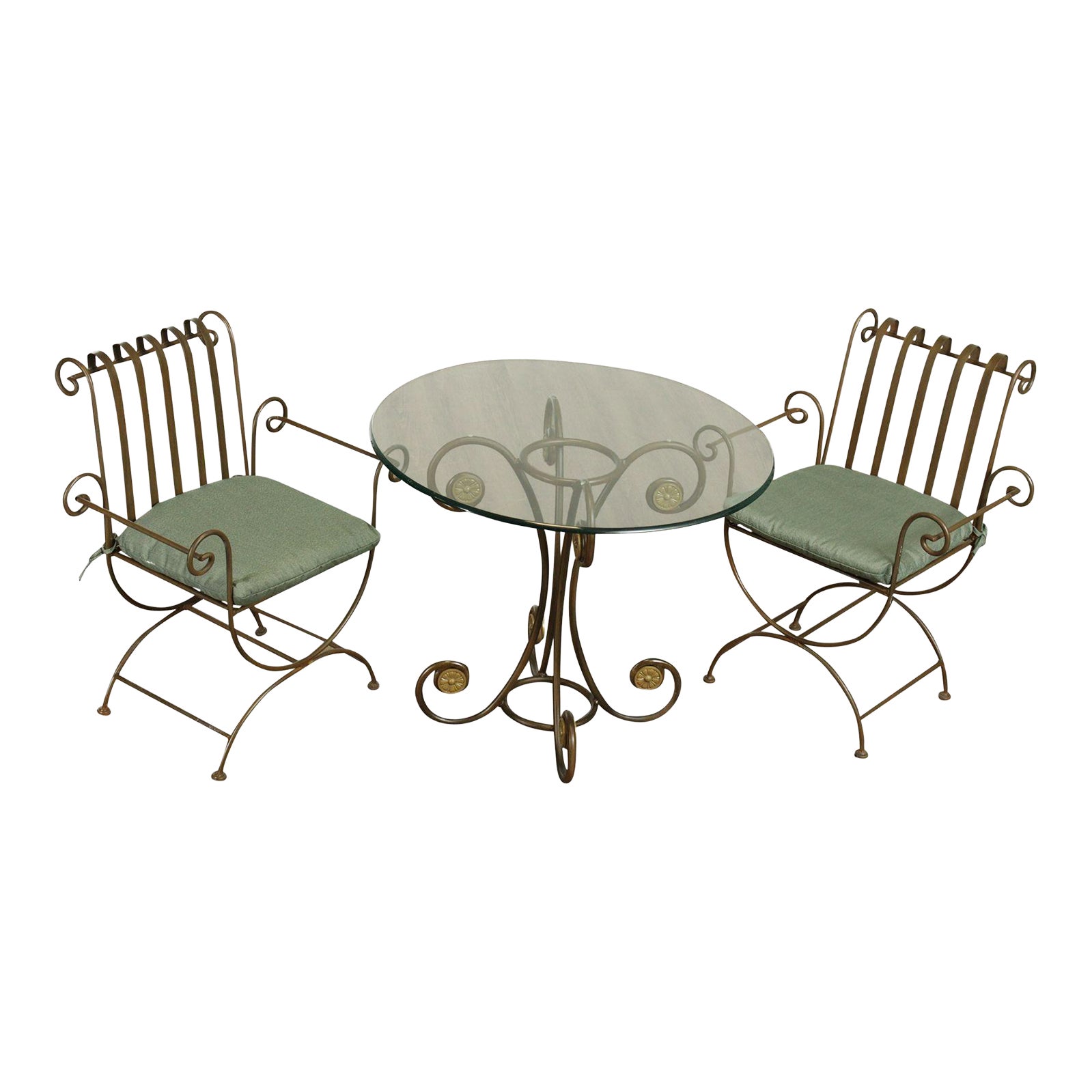Tuscan Style Wrought Iron Bistro Set Set of 3 Chairish