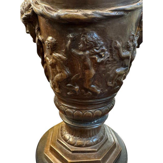 Antique Neoclassic Style Bronze Urn Lamps - Pair For Sale - Image 9 of 9