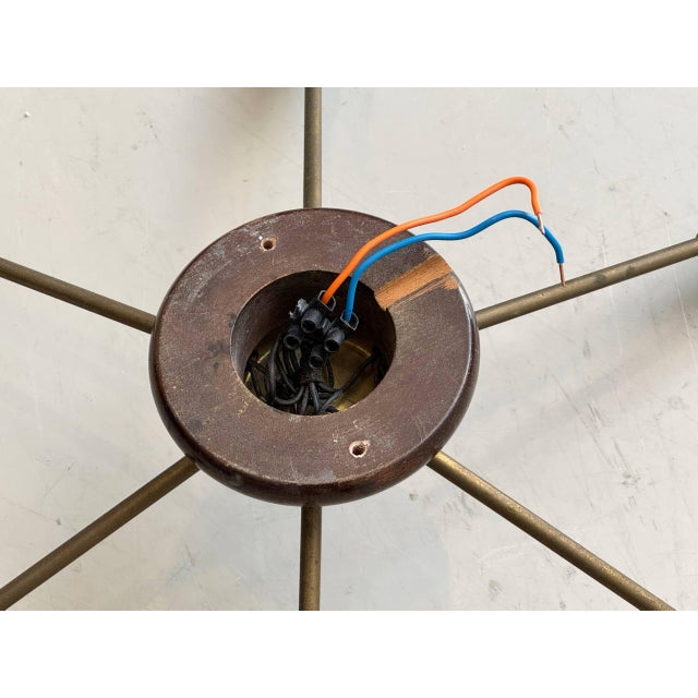 Sputnik Ceiling Light with Six Brass Arms and Colored Sockets, 1960s For Sale - Image 15 of 16
