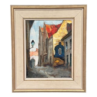 Knut Norman, Alley, 1950s, Oil Painting on Panel, Framed For Sale
