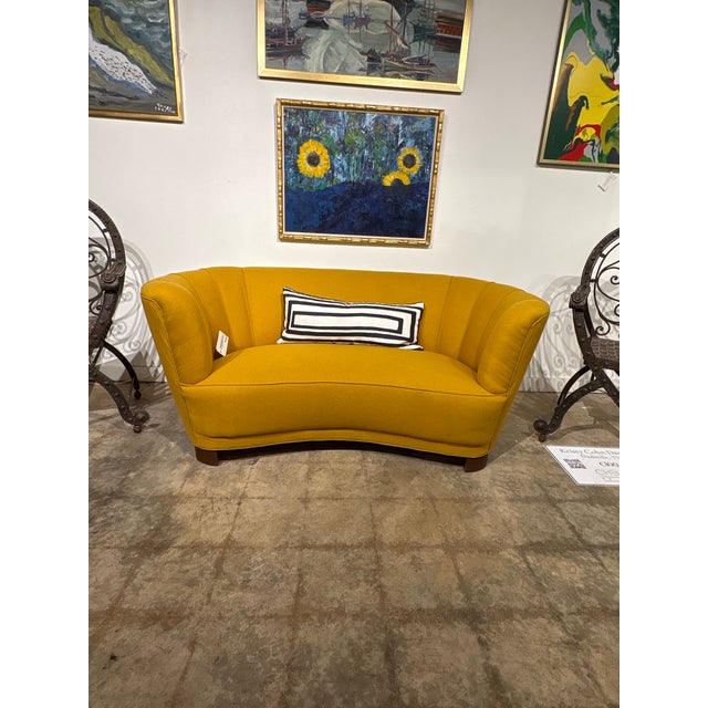 Yellow Yellow Danish Curved Banana Sofa 1940s For Sale - Image 8 of 9