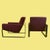 A pair of bronze-base cantilever lounge chairs in the manner of Milo Baughman, with sleek sled bases and tailored...