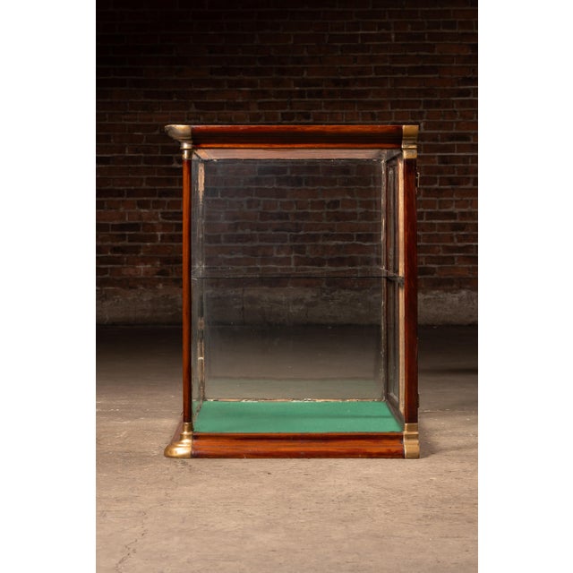 Wood Antique Mahogany & Brass Countertop Display Case With Wavy Glass For Sale - Image 7 of 11