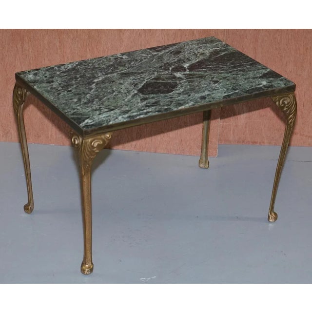 Green Marble Top Side Tables with Bronzed Frames, Set of 2 For Sale - Image 11 of 18