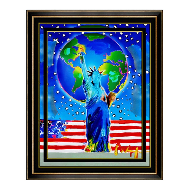 2004 Peace on Earth Mixed Media Painting Peter Max Collage For Sale