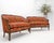 Pair of mint condition carved walnut country french down cushions compact sofas.