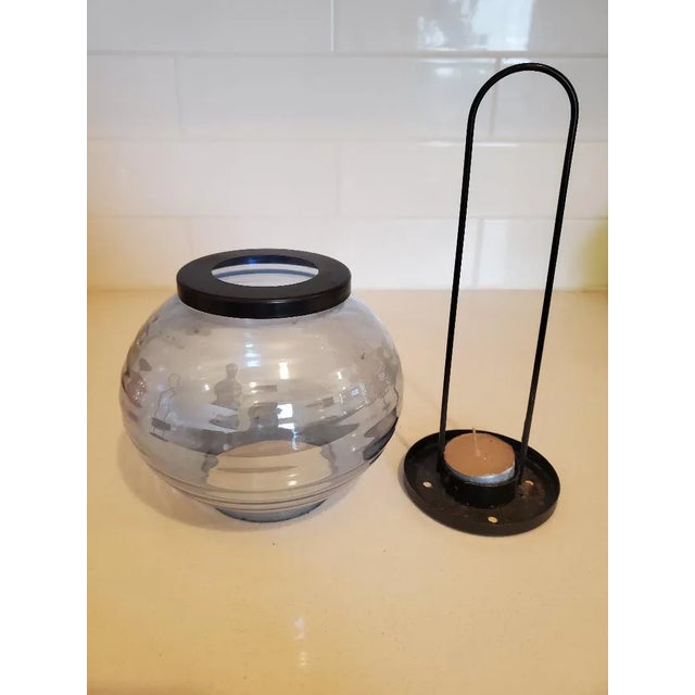 Mid-Century Modern Glass & Metal Candle Lanterns, Set of 4, Vintage For Sale - Image 3 of 7