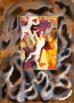 Sandro Chia, Large lithograph Italian Post Modernist Bright Figurative Pop Art Cubism, c.1980-1990