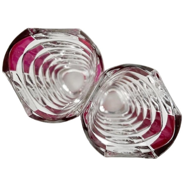 Glass Mid-Century Ruby ​​Red Crystal Vases by J.G. Durand for Luminarc, 1970s, Set of 2 For Sale - Image 7 of 9