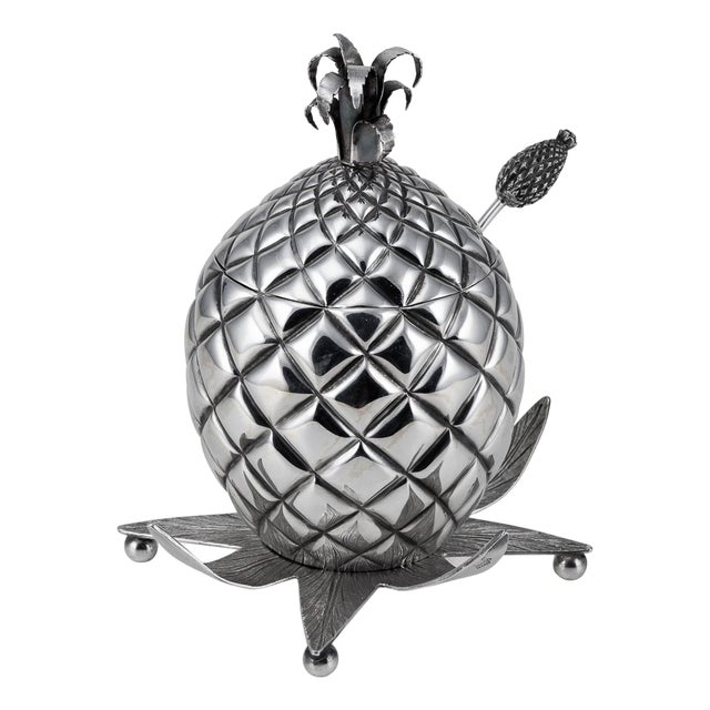 Antique Victorian Silver Pineapple Sugar Bowl and Sifter, 1877 For Sale