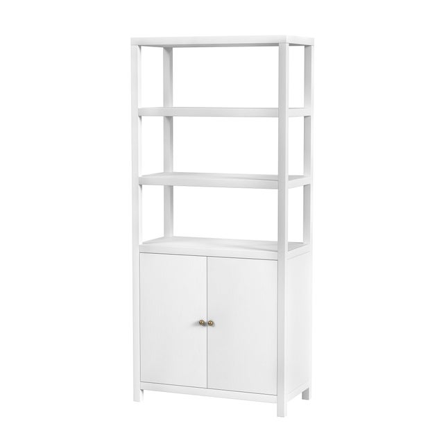 White Nora 32 in W. x 72 in. H Wood 3- Tier Etagere Bookcase, White For Sale - Image 8 of 8
