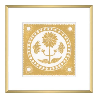 12x12" Framed Mustard Yellow and White Sunflower Flower Art Print Botanical Wall Decor For Sale