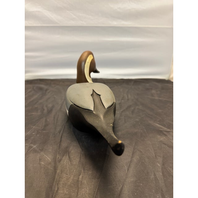 1980s Vintage P. Mountjoy Original Signed Pintail Drake Carved Wood Duck Painted Decoy For Sale - Image 5 of 12