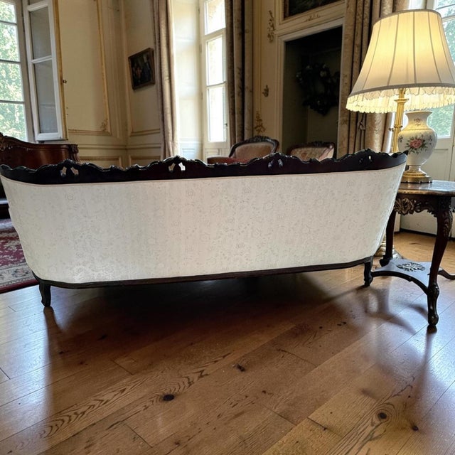 1970s 6 Piece Italian 19th C. Renaissance Revival Damask Sofa Settee Armchair Set For Sale In Los Angeles - Image 6 of 17