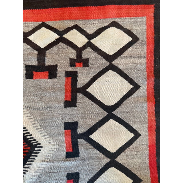 Textile Early 20th Century Authentic Navajo Rug c.1930 Handwoven Wool Red & Tan Diamond Pattern 4'9" x 7'2" For Sale - Image 7 of 15