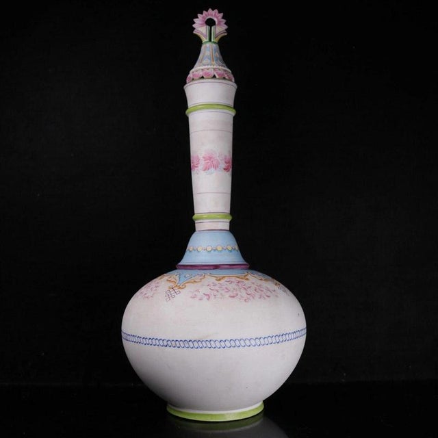 Gold Biscuit Porcelain Covered Bottle Vase with Painted Decoration by Jean Gille For Sale - Image 8 of 17