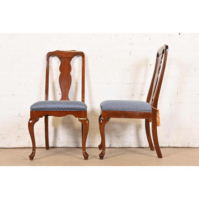 Harden Furniture Queen Anne Solid Cherry Wood Side Chairs or Dining Chairs, Pair For Sale In South Bend - Image 6 of 11