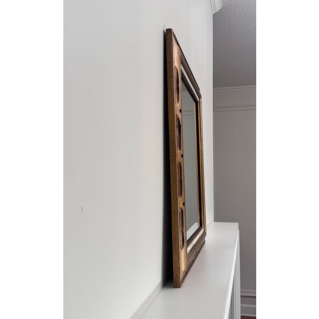 Wood Vintage Mid Century Hollywood Regency Gold and White Wall Mirror. For Sale - Image 7 of 12