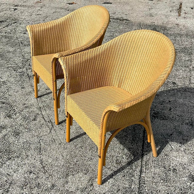 Vintage Boho Woven Rattan Tub Chairs After Lloyd and Loom - a Pair For Sale In West Palm - Image 6 of 6