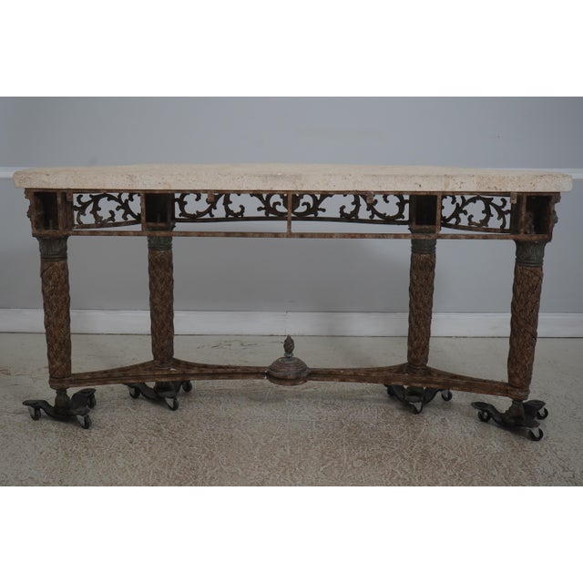 Maitland Smith Bronze Neoclassical Console Table W. Stone Top For Sale - Image 15 of 16