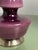 A striking Belgian mid-century table lamp featuring a sculptural, mouth-blown opaline glass base in a rich, deep purple...