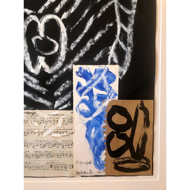 Sculpture Materials Raimundo Figueroa, Puerto Rican Modernist Master Figueroa Mixed Media Painting Music Notes Collage, 2002 For Sale - Image 7 of 11