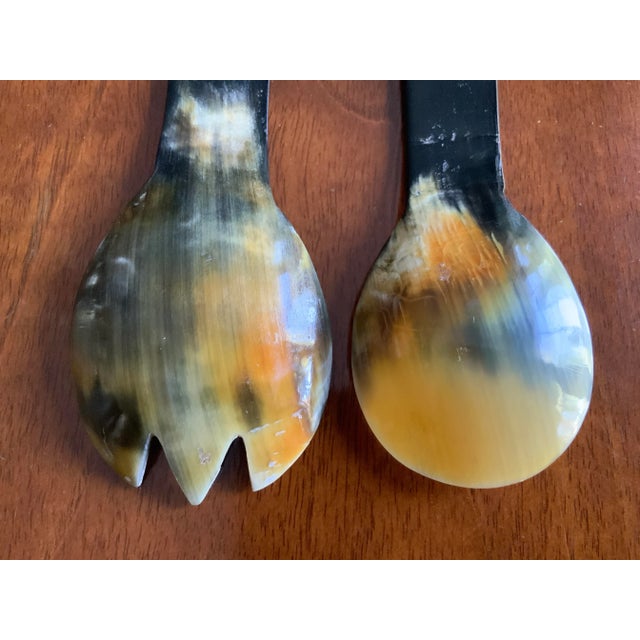 Contemporary Vintage Horn Salad ServerIng Set- a Pair For Sale - Image 3 of 7