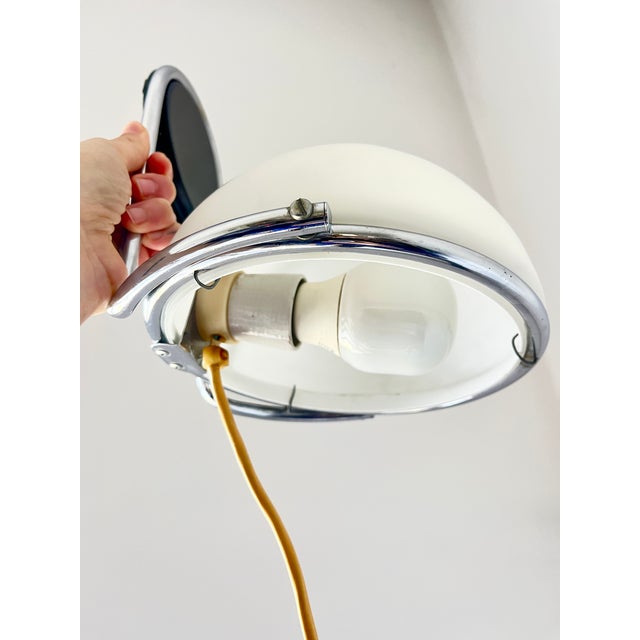Vintage Space Age Chrome Glass Adjustable Wall Lamp, Italy, 1970s For Sale - Image 6 of 11