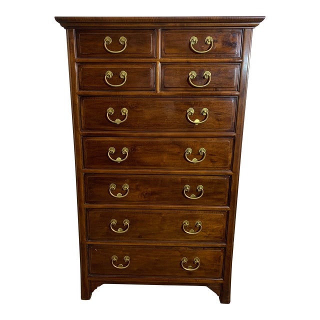1980's Henredon Oriental Mahogany Highboy Dresser Chairish