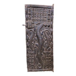 Large Dogon Door W/Crocodiles/Birds Mali African For Sale