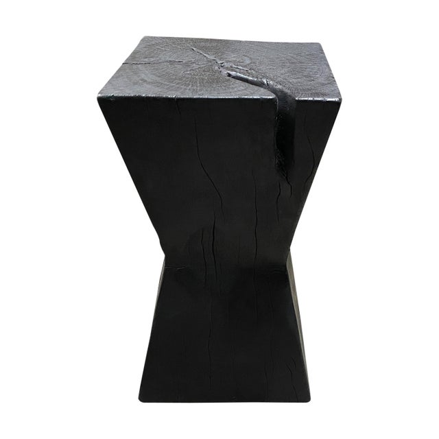 2010s Andrianna Shamaris Charred Hourglass Tamarind Wood Side Table For Sale - Image 5 of 18