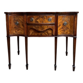 Antique English Flame Mahogany Buffet Sideboard Regency Neoclassical Style For Sale