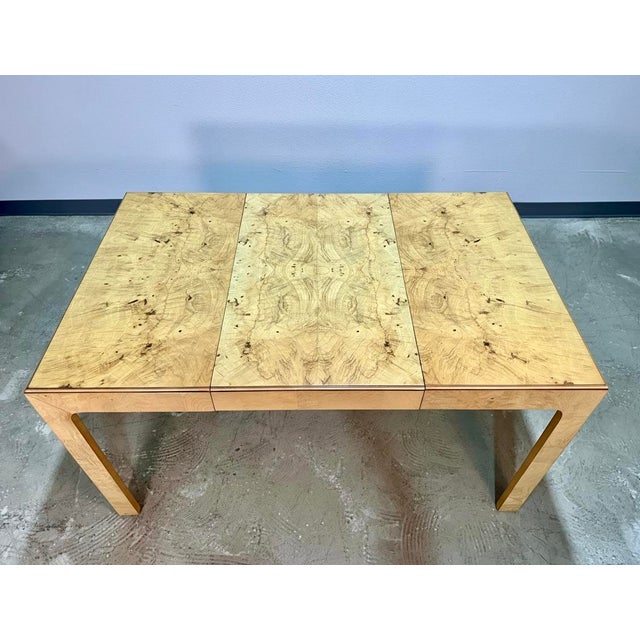 Mid-Century Modern Vintage Henredon Scene Two Burlwood Parsons Dining Table For Sale - Image 3 of 12