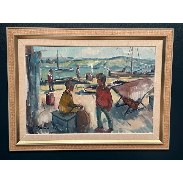 Nils Sewerin, Harbour, 1950s, Oil Painting on Canvas, Framed For Sale - Image 9 of 18