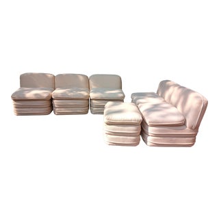 1980s Vintage 6 Piece Stacked Cushion Modular Sofa Set For Sale