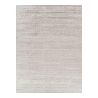 Rug & Kilim’s Oversized Textural Rug in Solid Taupe and White Tones and Striae - 12x16 For Sale