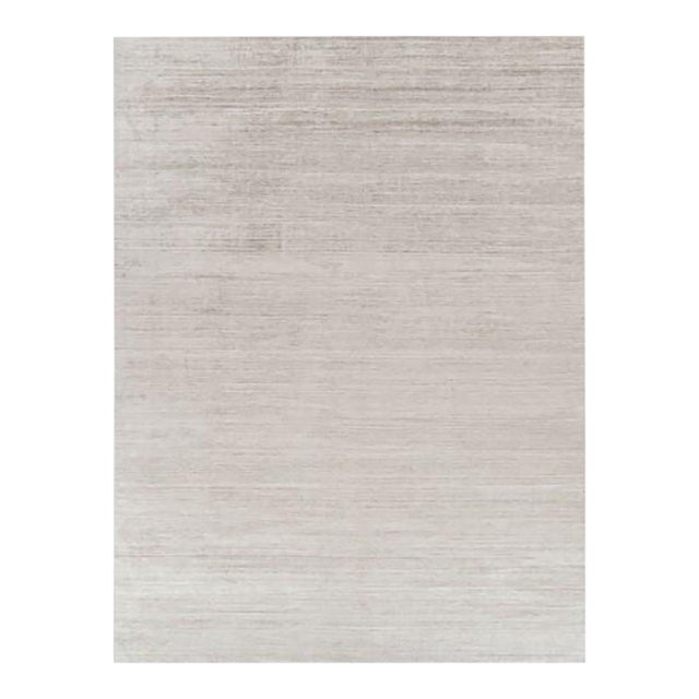 Rug & Kilim’s Oversized Textural Rug in Solid Taupe and White Tones and Striae - 12x16 For Sale