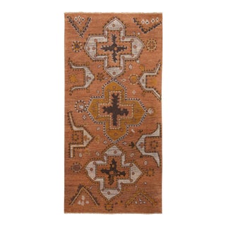 Rug & Kilim Tribal Style Rug in Pink-Brown Geometric Pattern, 3x8 For Sale