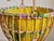 Aqua Mid-Century Modern Italian Rattan Sewing Basket with Batik Cotton Lining and Hairpin Legs, 1950s For Sale - Image 8 of 9