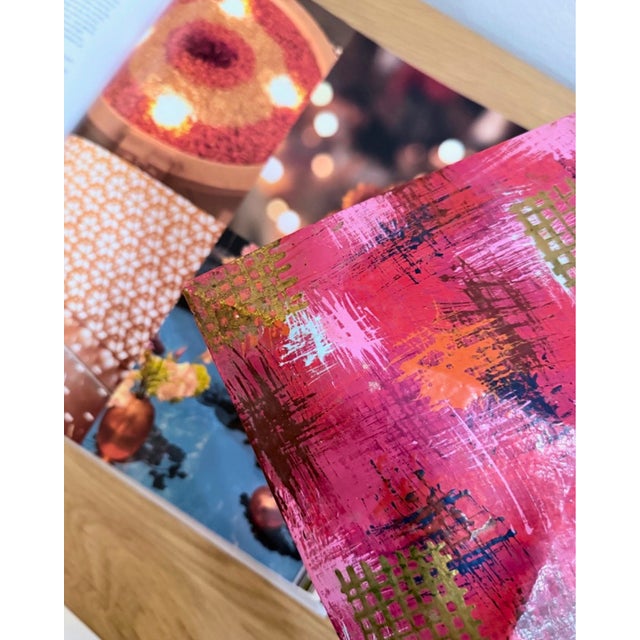 Paper Vintage Hand-Painted Folk Art Lidded Box in Red and Pink For Sale - Image 7 of 7