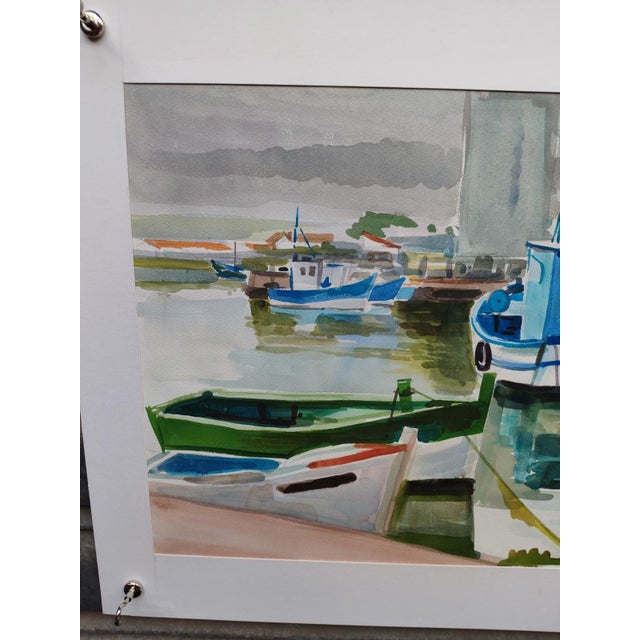 1980s Michel roubille, L'Île d'Yeu, 1985, Watercolor For Sale - Image 5 of 6
