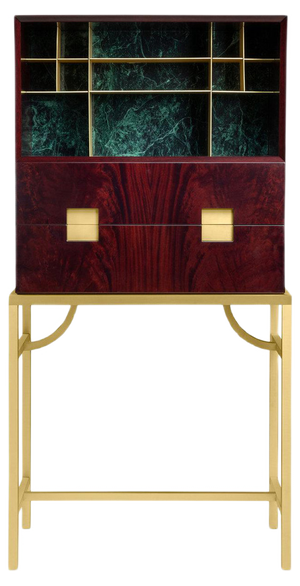 Zuan Mahogany and Verde Alpi Marble Bar Cabinet by Paolo Rizzatto