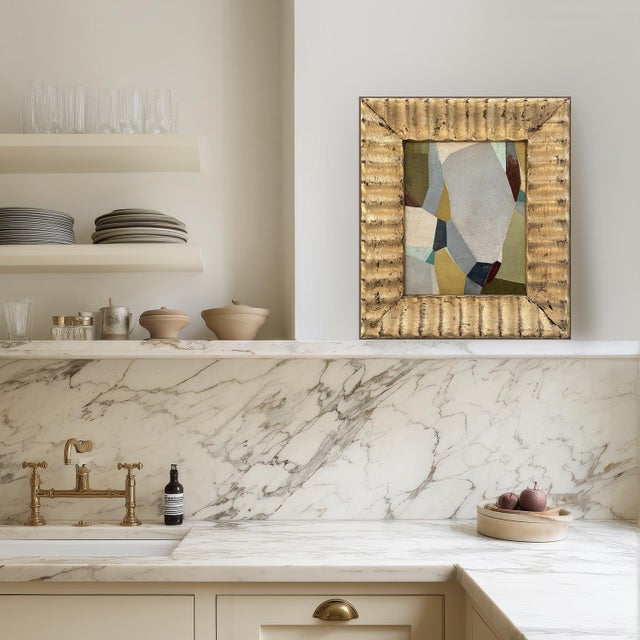 This is a new abstract oil painting in muted warm colors inspired by shapes in nature. The oil painting is done a...