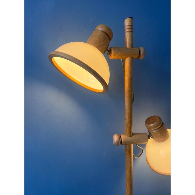Mid-Century Modern Wood and Glass Mushroom Floor Lamp For Sale - Image 5 of 13