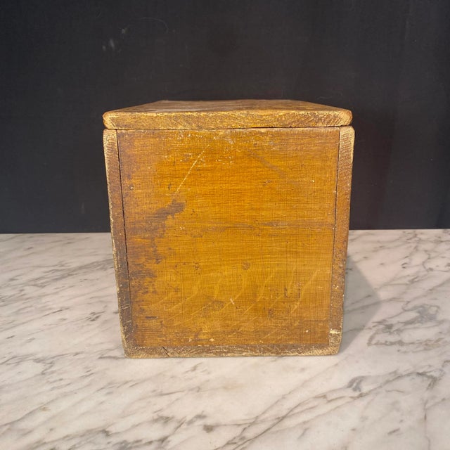 Antique French Tea Box Faux Painted the Noir Large Decorative Box For Sale In Portland, ME - Image 6 of 9