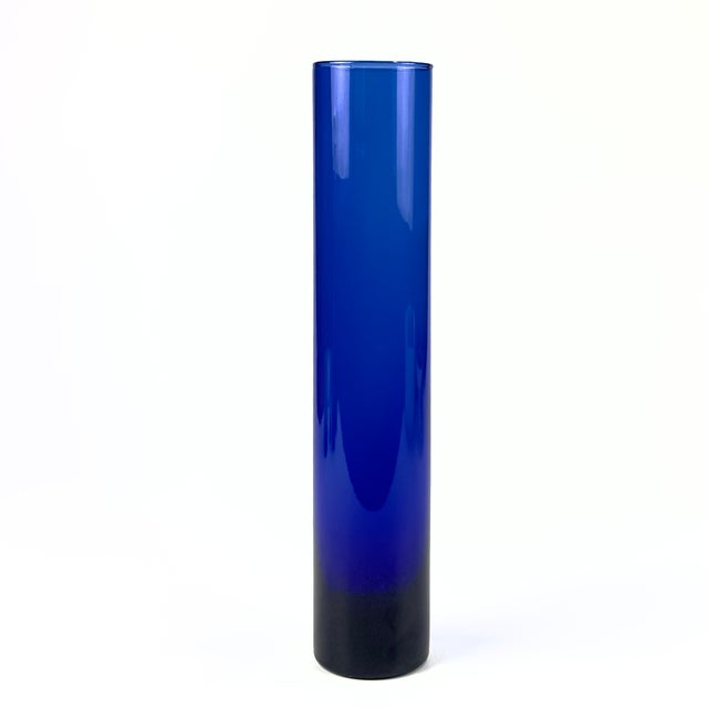 1990s Timeless Vintage Cylindrical Cobalt Glass Vase Curation - Group of 5 For Sale - Image 5 of 12